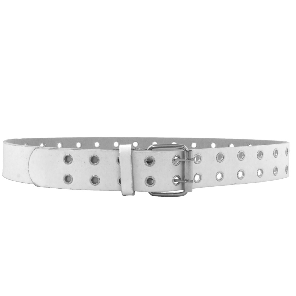 Punk Belts Two Rows Metal Holes White Mix Sizes 12 PACK 2452A