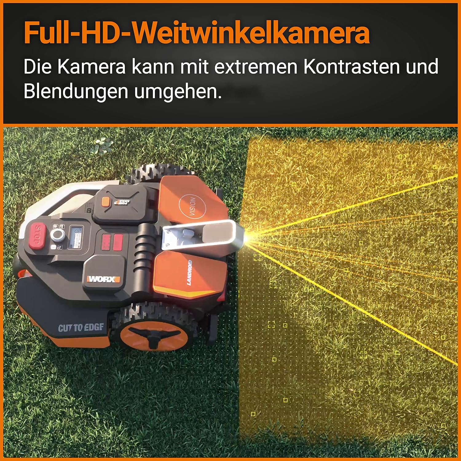 WORX Landroid Vision M600 Mhroboter WR206E.1 für Grten bis 600m - intelligenter Mhroboter ohne Begrenzungskabel – WLAN & Bluetooth – aktive Hindernisvermeidung mit KI-Technologie – APP Steuerung