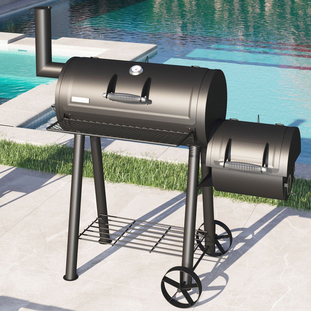 Sophia & William Portable Charcoal BBQ Grill with Offset Smoker, 512 sq. in. Cooking Space, Porcelain Grates, Built-in Thermometer