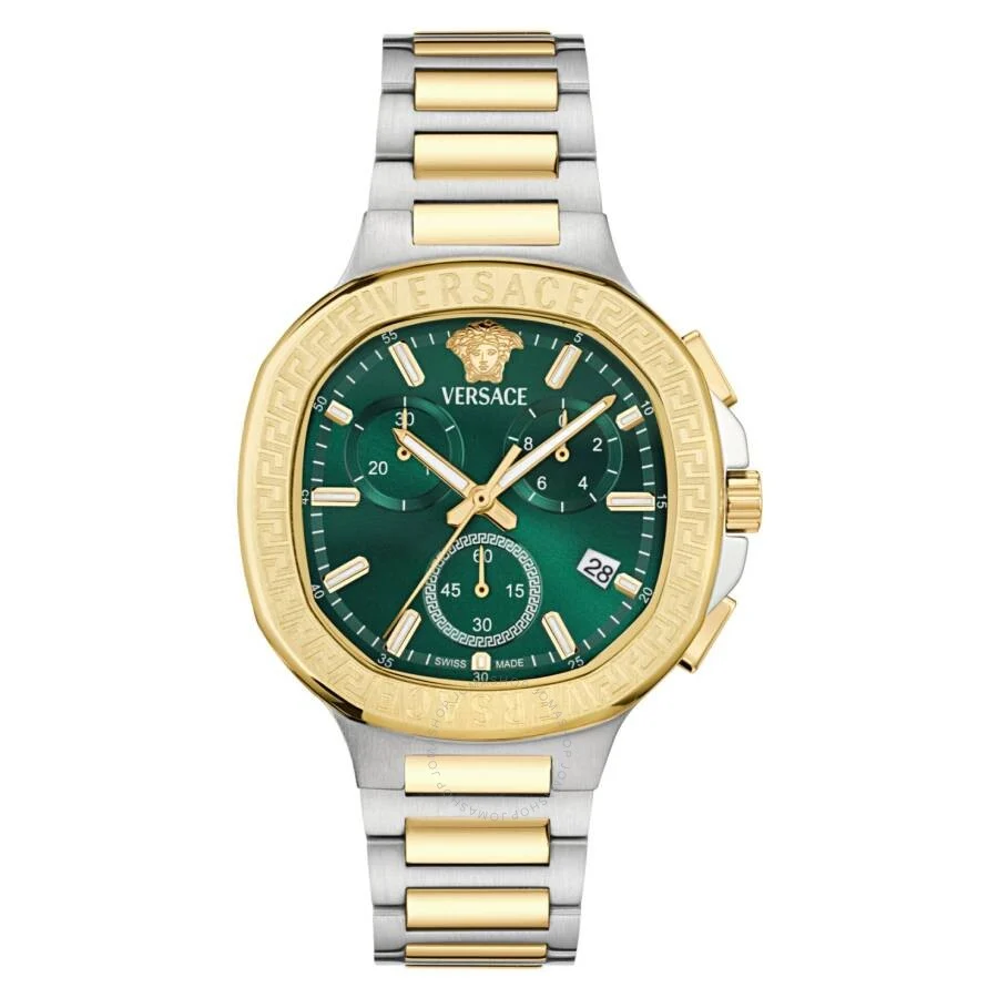 Versace V-Chrono Square Chronograph Quartz Green Dial Watch VEVCA0624