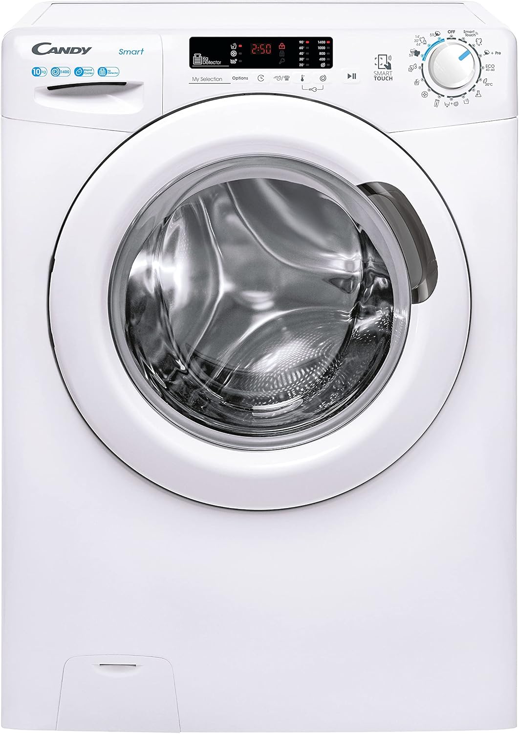 2026 Smart CS 14102DE/1-S, Lavadora 10 KG, 1400 RPM, Pantalla Digital y Mando, Tecnología NFC, Asistente de Voz, 15 Ciclos, 5 Rápidos, Planchado Fácil, Inicio Diferido 24H, Detector KG, 81 DB, Blanco