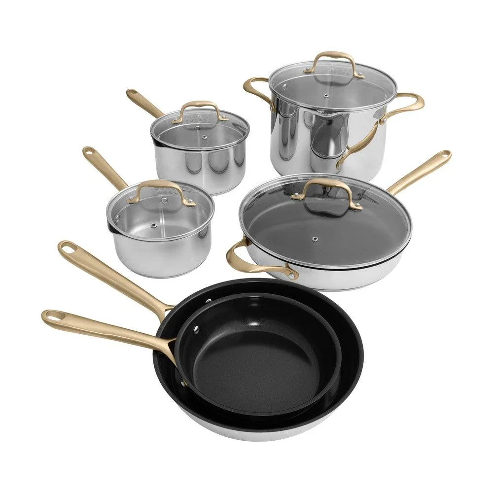 2025 Set de Cocina ZLINE de 10 Piezas en Acero Inoxidable No Tóxico con 3 Piezas de Cerámica Antiadherente (CWSETL-NS-10)