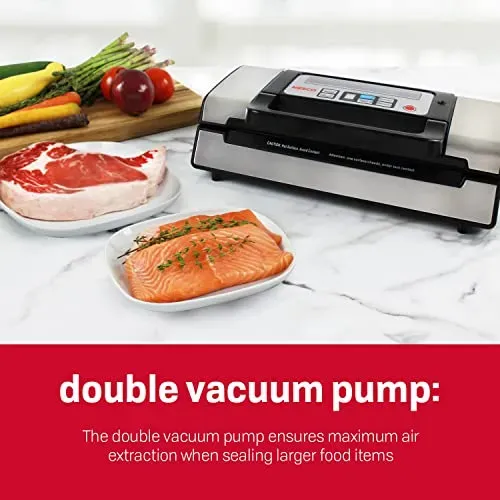 Nesco Deluxe Food VS-12 Vacuum Sealer, 130 Watts, Kit Bags & Viewing Lid
