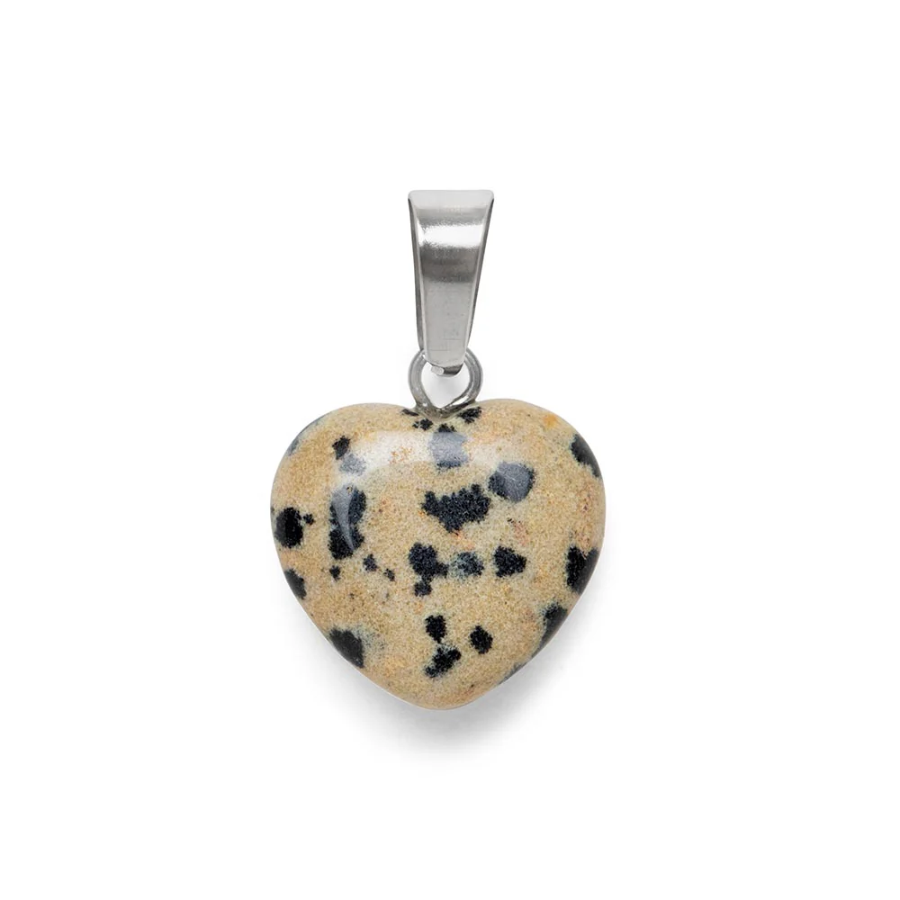 Hanger Edelsteen Hart - Geslepen Hartje Dalmatiër Jaspis - Moedigheid