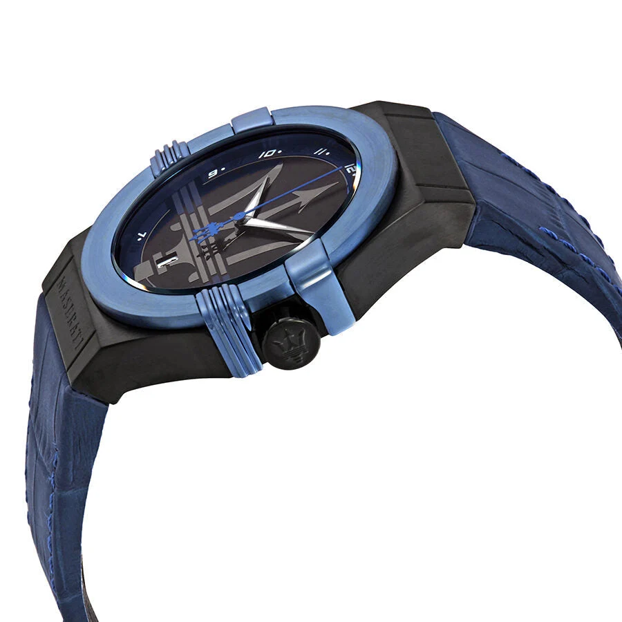 Maserati Potenza Blue Dial Blue Leather Strap Men's Watch R8851108007