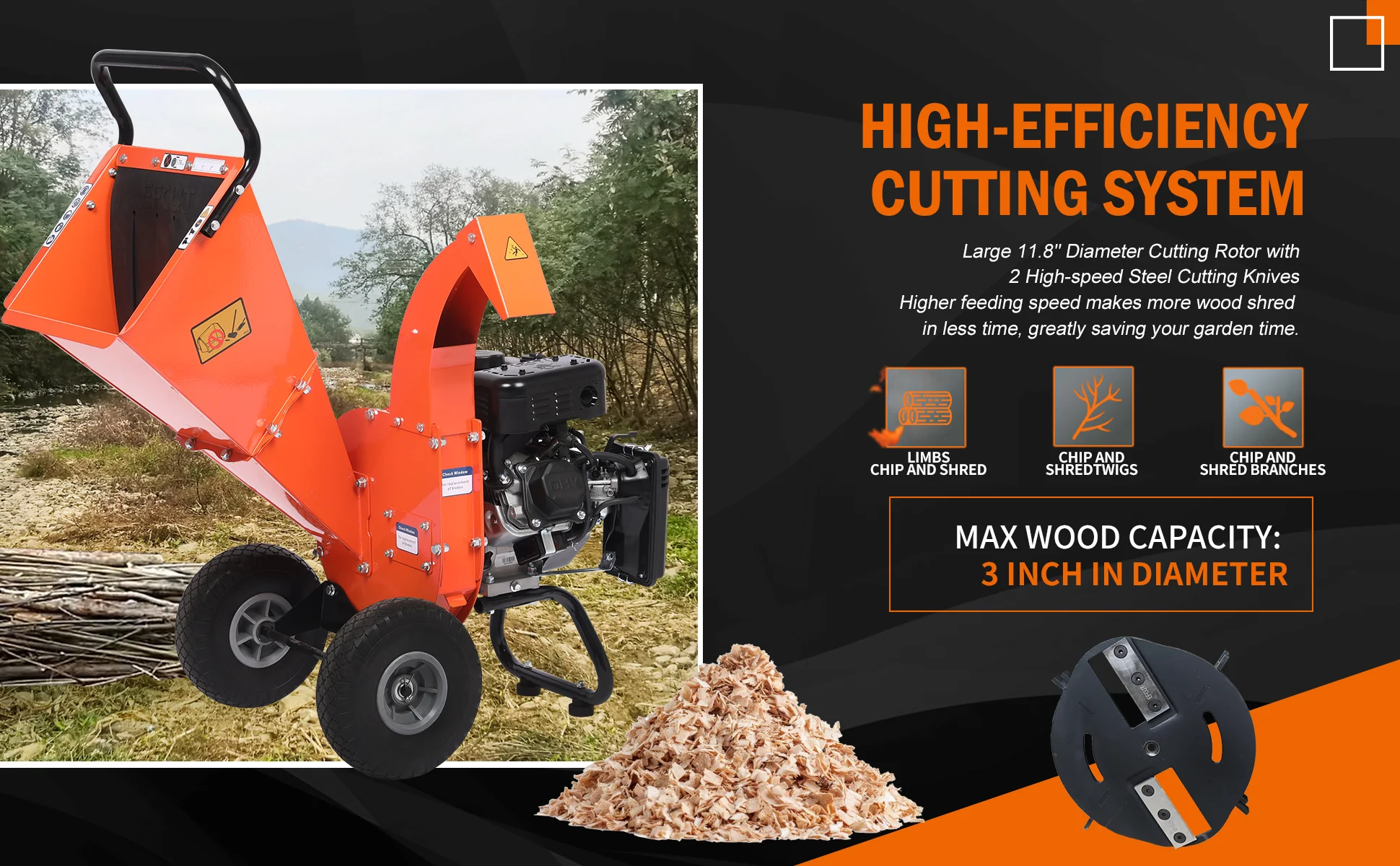 2025 Trituradora de Madera EFCUT C30 LITE – Astilladora a Gasolina 7HP
