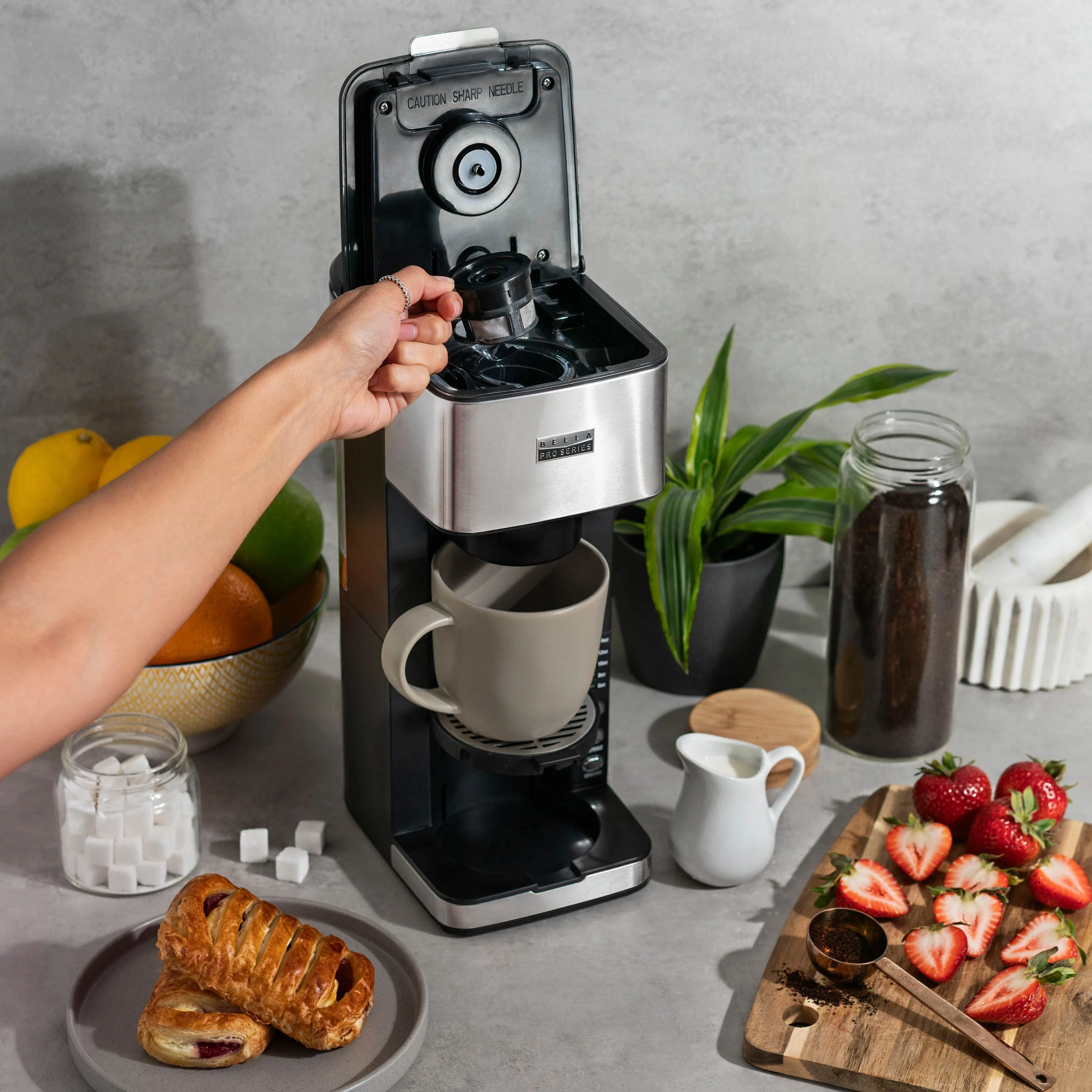 bella PRO - Dual Brew Single Serve Coffee Maker - Stainless Steel
