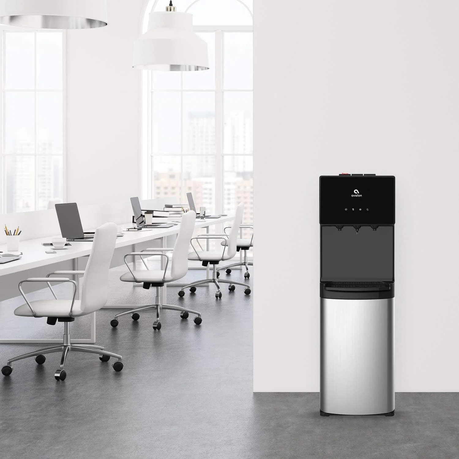 Avalon Bottom Loading Water Cooler Water Dispenser with BioGuard- 3 Temperature Settings - Hot, Cold & Room Water, Durable Stainless Steel Construction, Anti-Microbial Coating- UL Listed