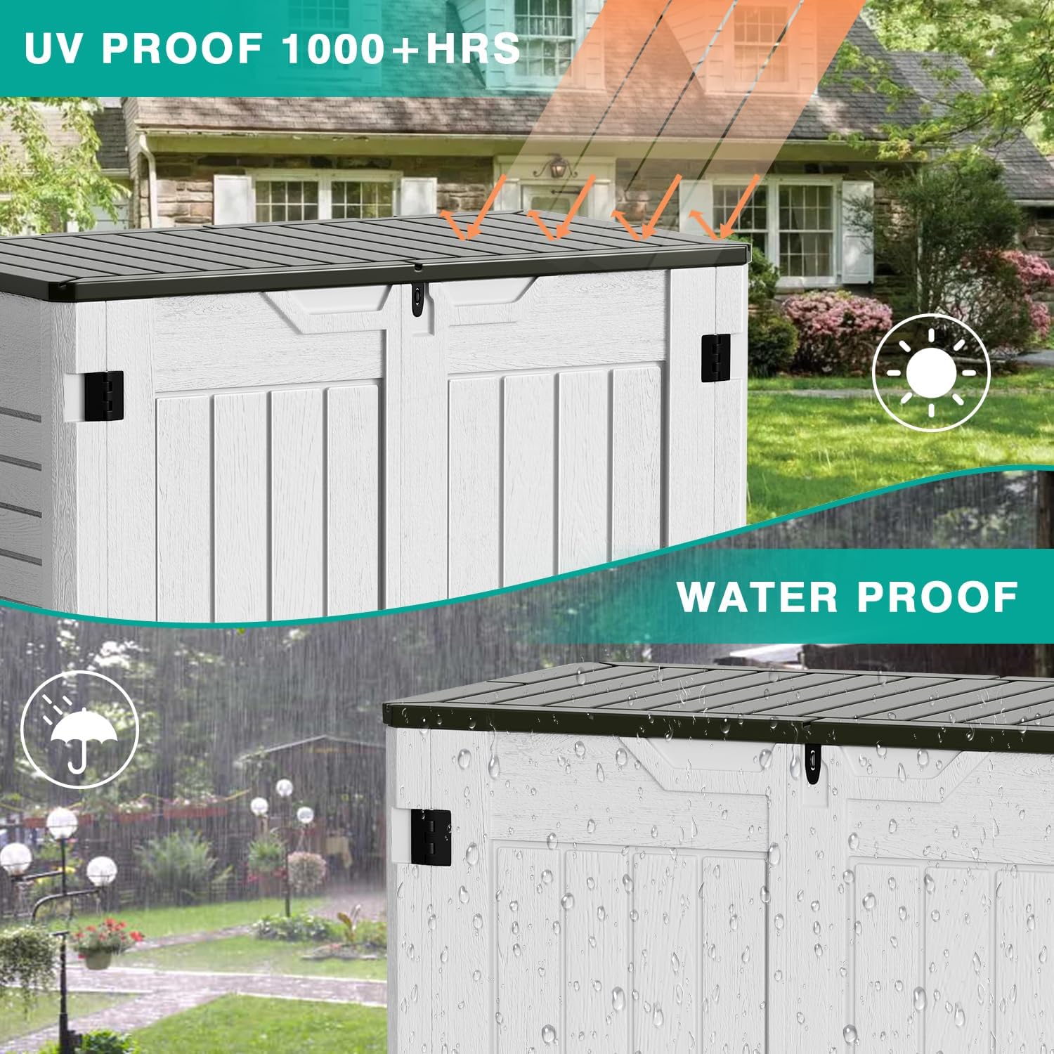 50-in L x 29-in 202- Gallons Gray Plastic Deck Box