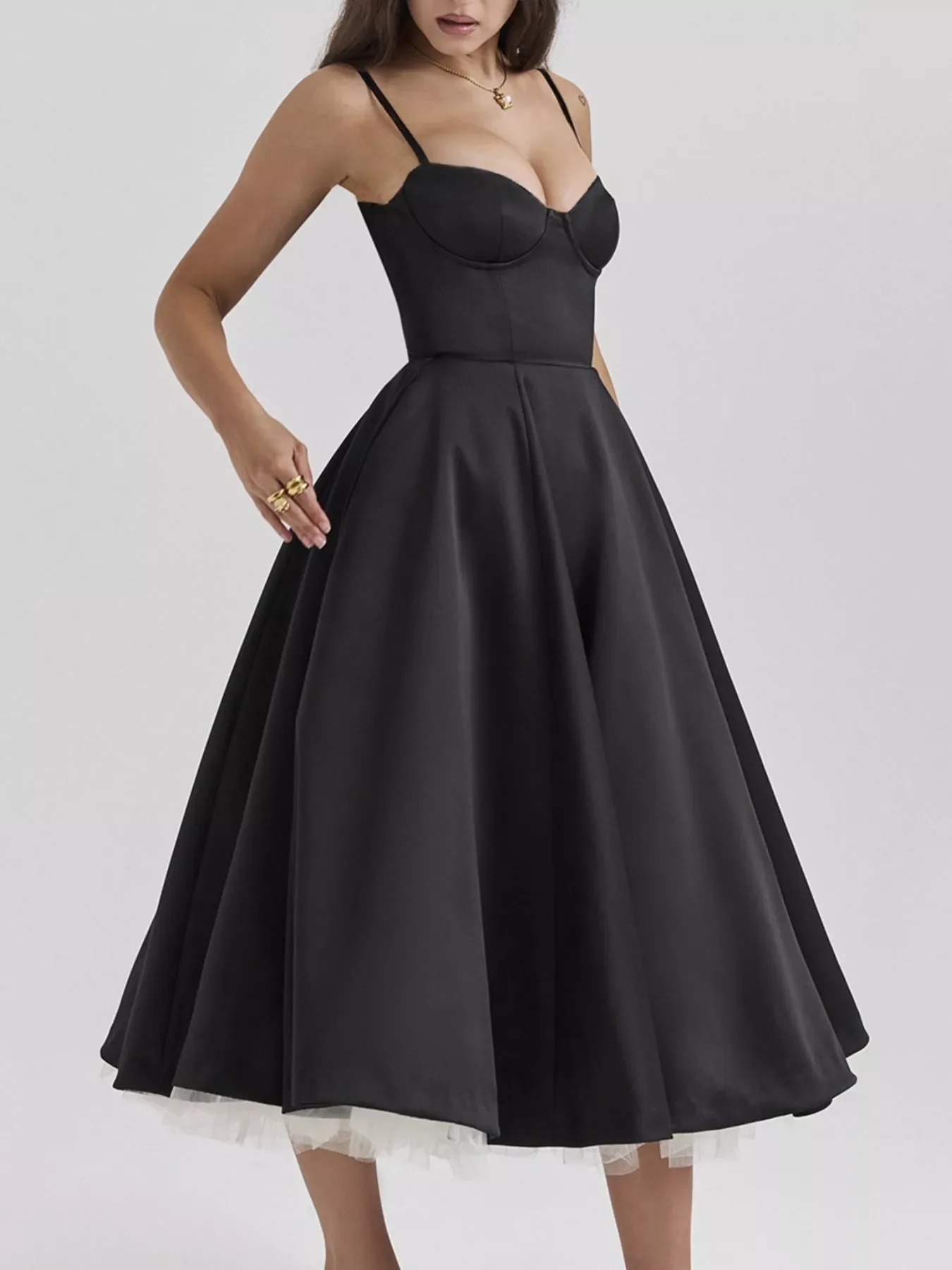 Sweetheart Neck A-Line Midi Dress