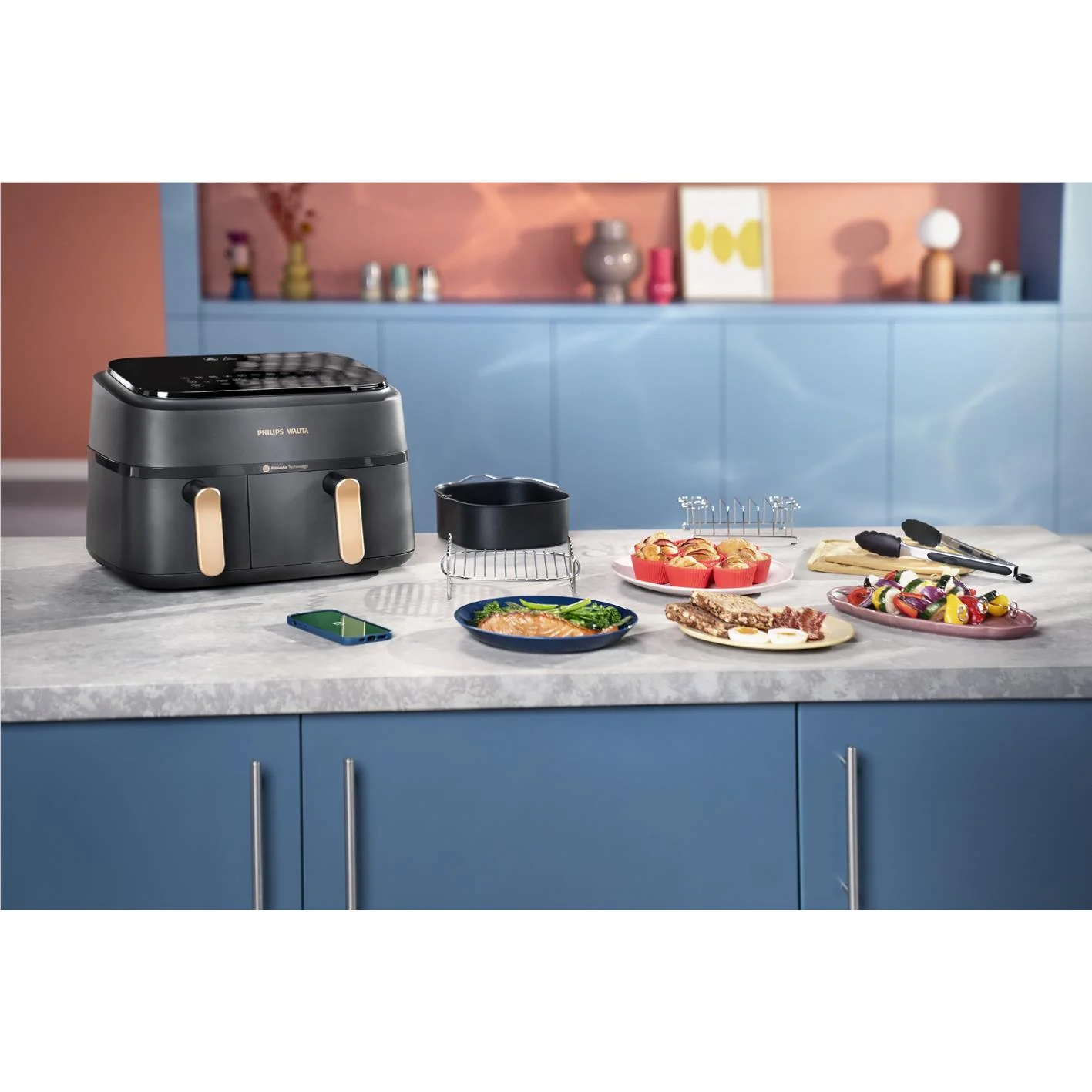 Philips 3000 Serie Dual Basket Airfryer XXL 9L (Grijs)