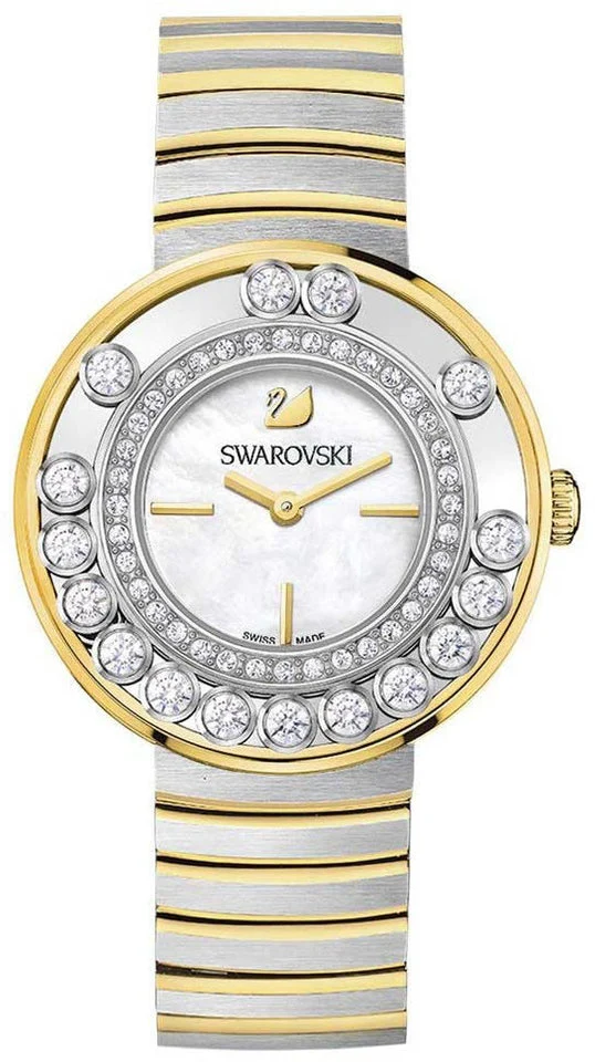 Swarovski Lovely Crystals Floating Zirconia White Dial Gold Tone Women's Watch 1187022