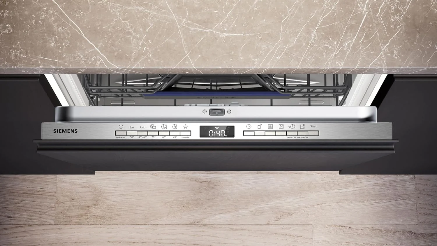 Siemens SN63EX14VE, iQ300 Smarter Geschirrspüler, Vollintegrierte Spülmaschine mit Besteckschublade, 60 cm, Auto Türöffnung dank autoOpen dry, Besonders leise durch iQdrive-Motor, infoLight aquaStop
