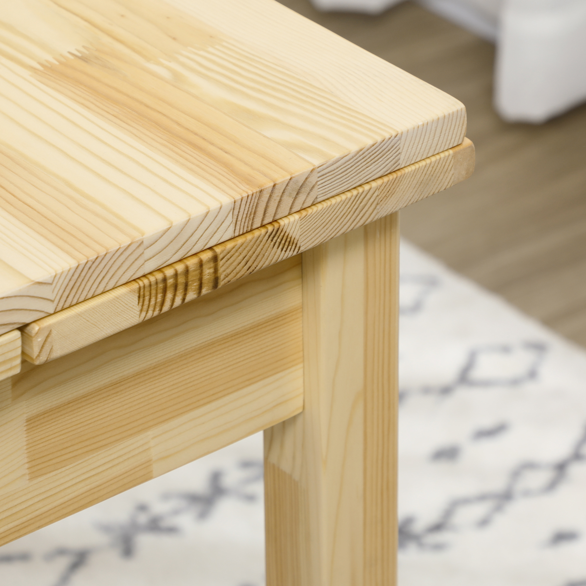 Massief houten eettafel, opklapbare tafel, uitbreidbaar, naturel