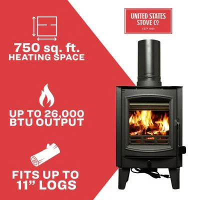 Stufa a legna piccola US Stove da 750 piedi quadrati