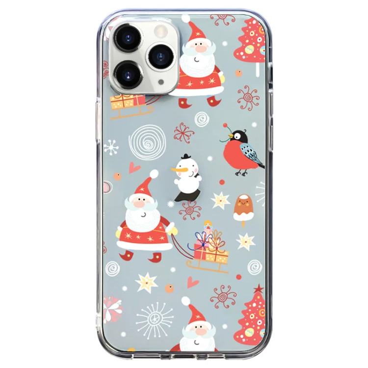 Christmas Colored Drawing Pattern High Transparent Soft TPU Phone Case, For iPhone 11 Pro Max, For iPhone 11, For iPhone 11 Pro