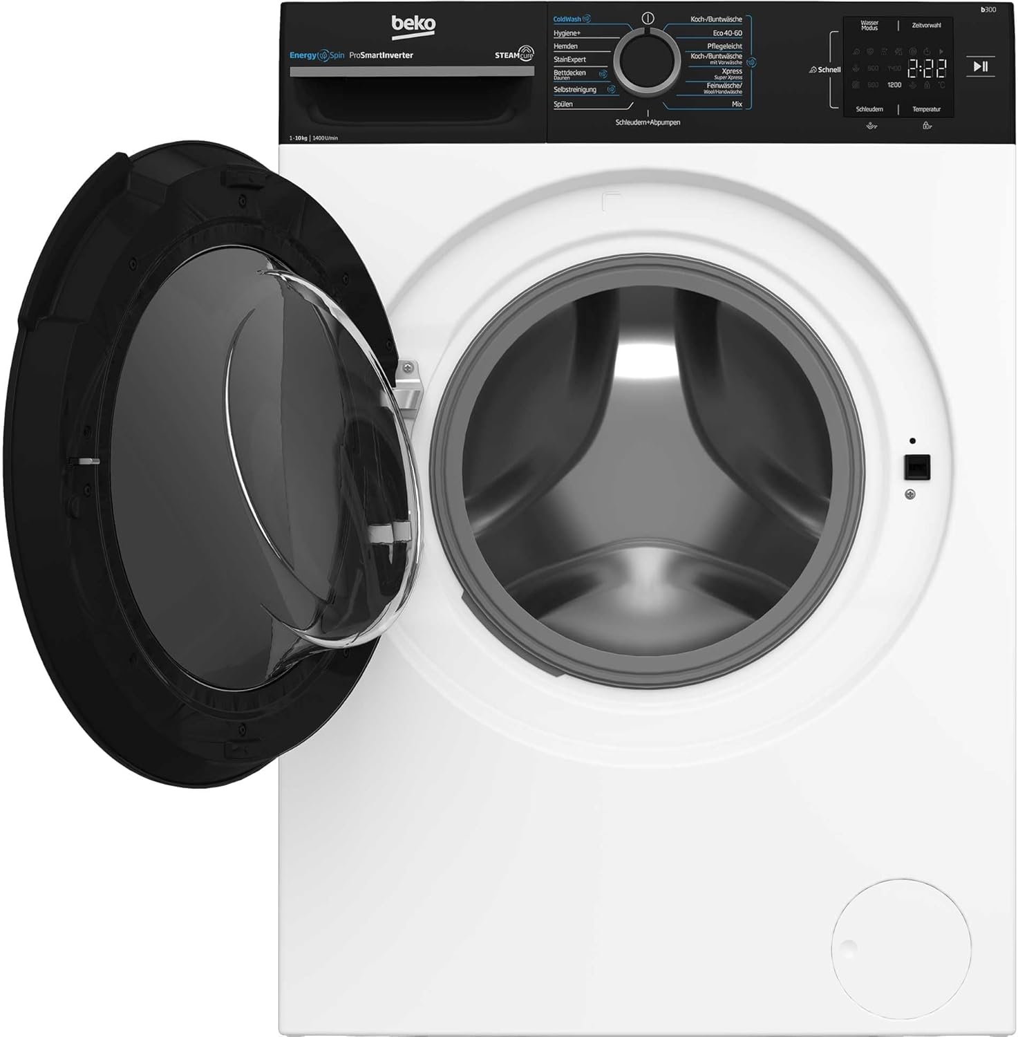 Beko WMC81464ST1 Waschmaschine, Bluetooth, 8 kg, ProSmart Inverter Motor, Dampffunktion, Pet Hair Removal, Watersafe+, Weiß