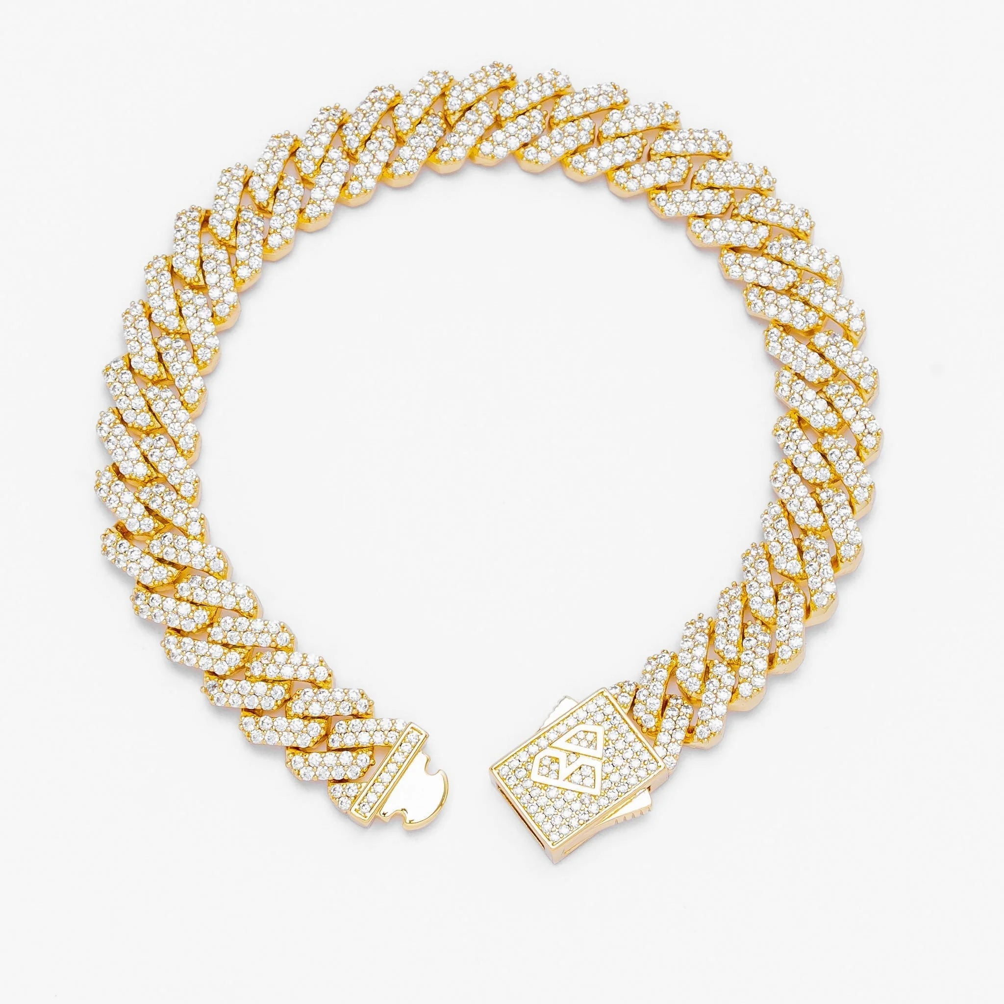 Big Daddy 14MM Full Iced Out Cuban Gold Bracelet 8 Inch (Defect)