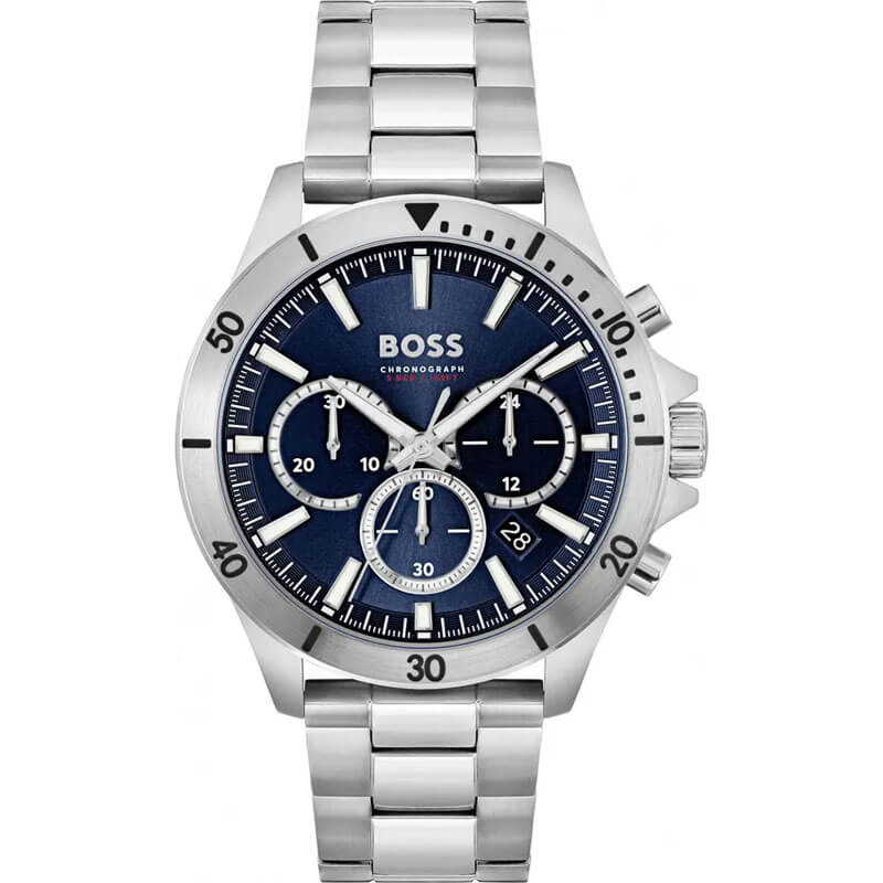 Hugo Boss Troper Chronograph Blue Dial Silver Steel Quartz Men's Watch 1514069