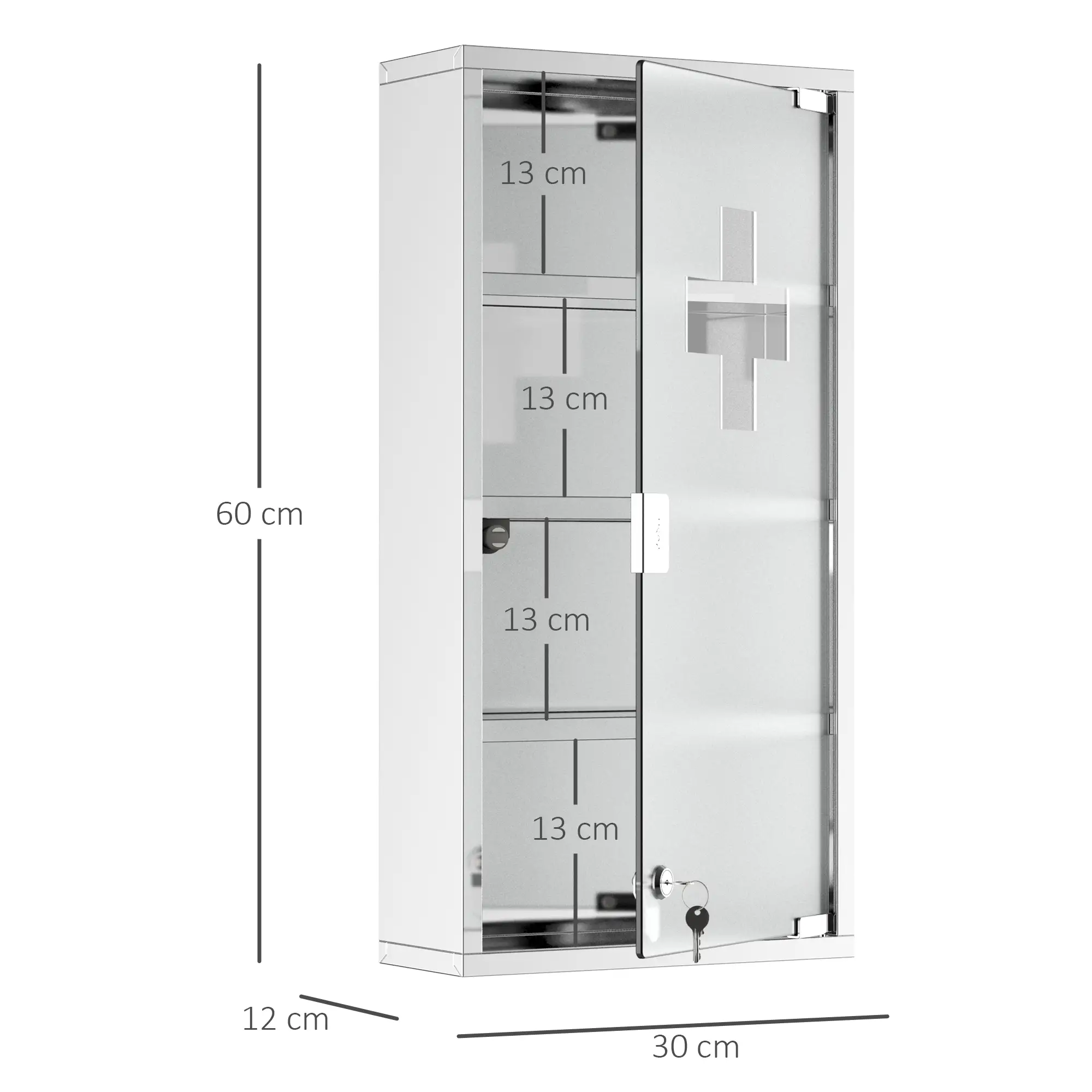 HOMCOM Medizinschrank abschließbar Tip-On Automatik Edelstahl