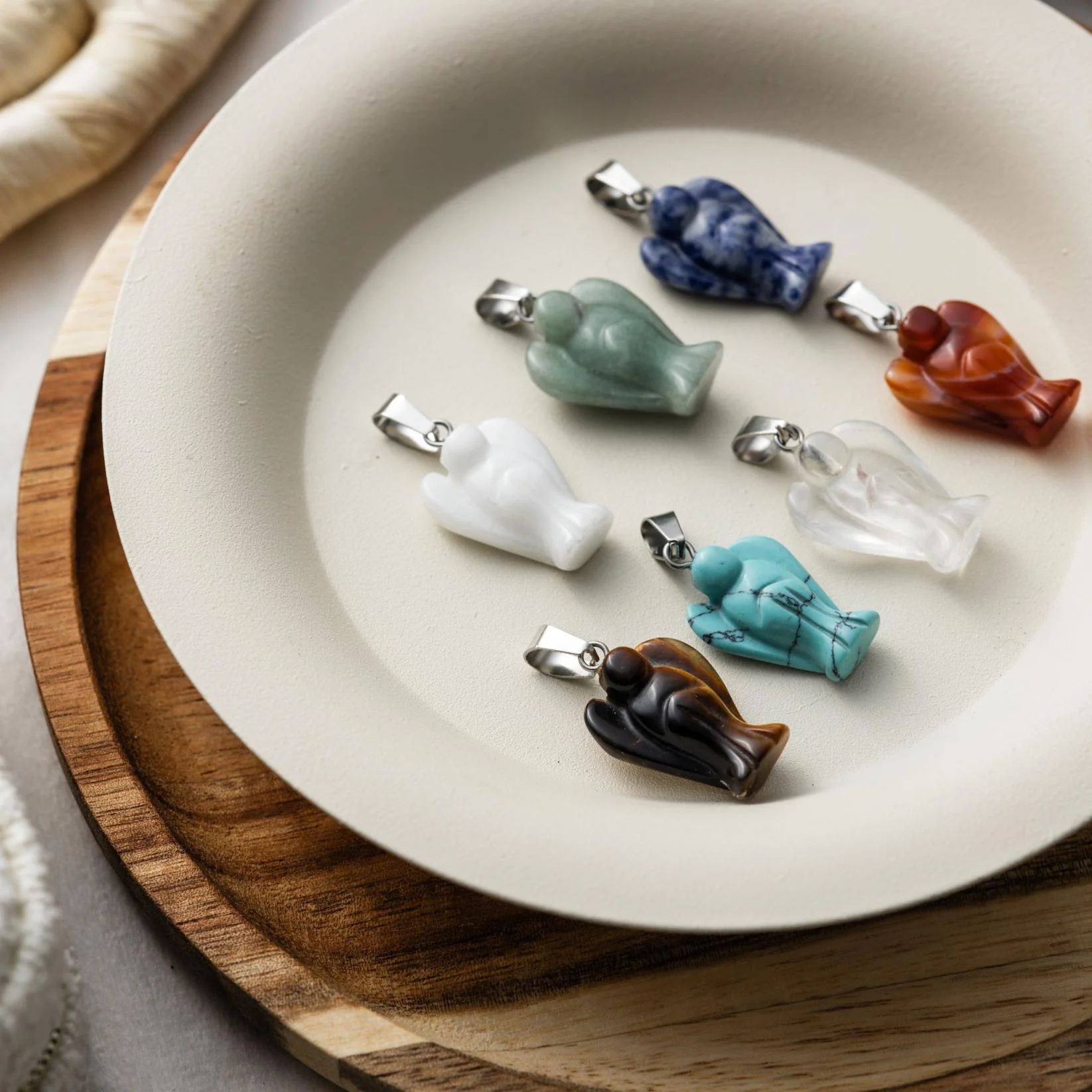 Ketting Hangers Engel - Set van 7 - Gemixte Engelen Edelstenen - Gelukshangers