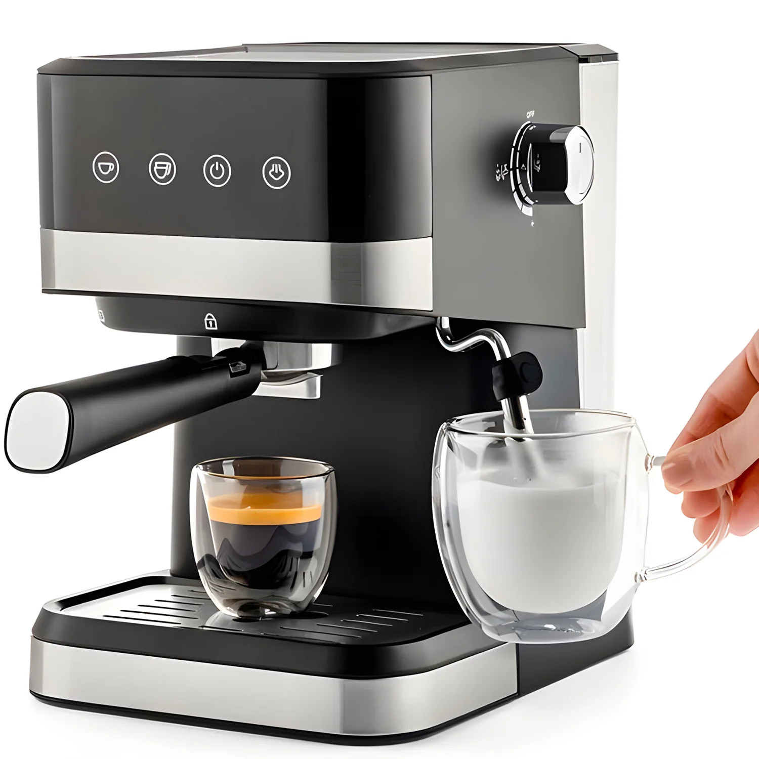 Macchina Da Caffè In Plastica E Acciaio 1050w 1,5l Nero
