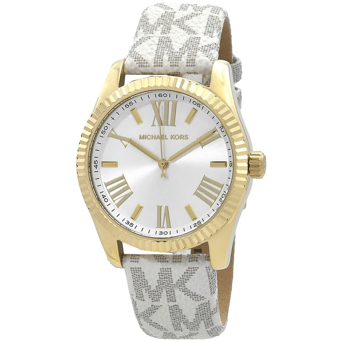 Michael Kors Lexington White Dial Grey Genuine Leather Women's Watch - MK4746