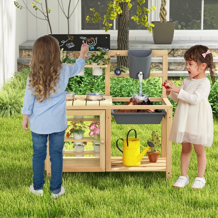 Mud Kitchen Playset with Sink and Plants Observation Room