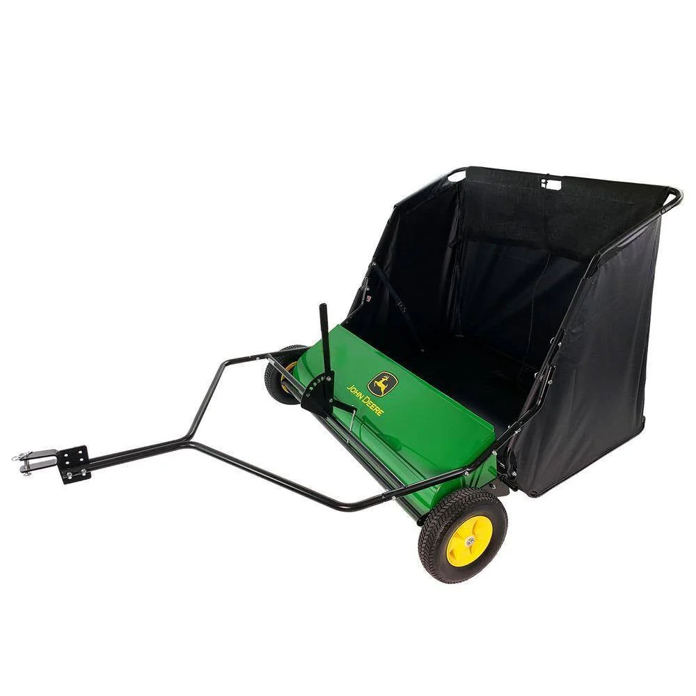 John Deere 42″ trailed lawn sweeper, 24 cubic foot capacity, adjustable brushes