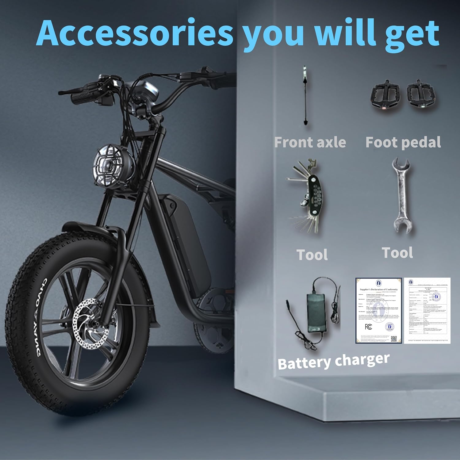 Adult e-bike,1500 Watt E-bike, 48V16Ah Removable Battery,All-Terrain 20-inch Wide-Tire E-Bike, Top Speed 32 MPH, Range 75 Miles, Aerospace Aluminum Alloy, Suspension System,Automatic Cruise Control