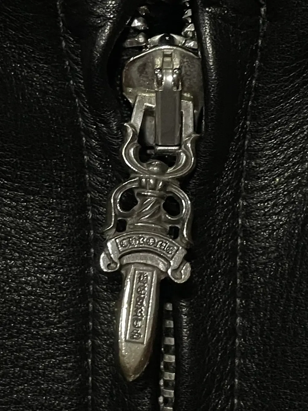 Matty Boy Cemetery Hand-Painted Cross Patch Leather Jacket