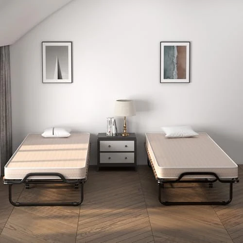 COSTWAY Letto Pieghevole, Beige, 90x200cm Matelas 10cm : Casa e cucina