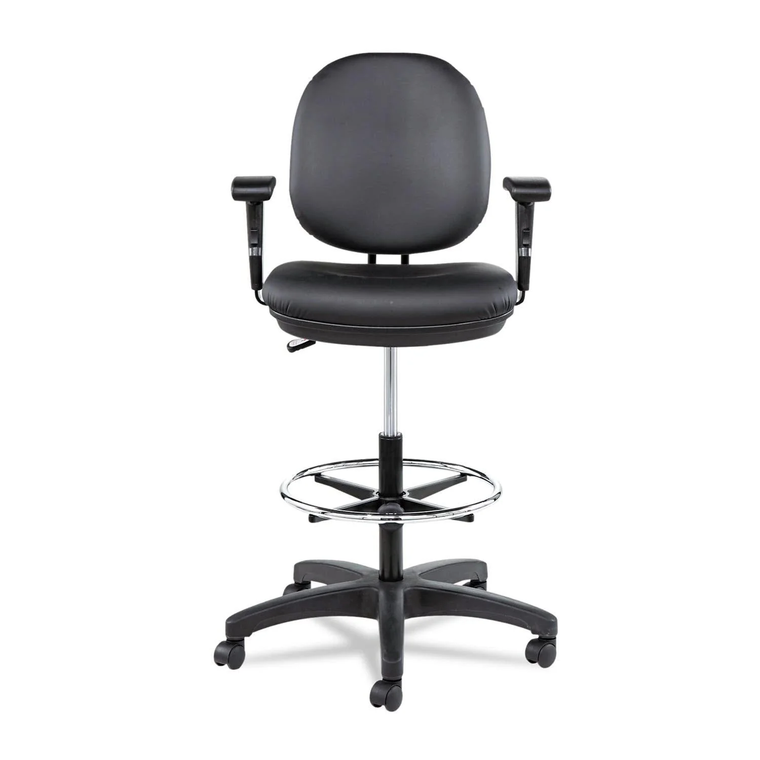 2025 Taburete de Trabajo Giratorio Alera Interval Series de Cuero Sintético, Negro