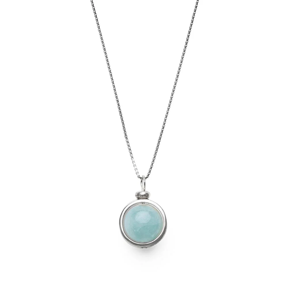 Aquamarijn Ketting - Edelsteen Hanger - 925 Sterling Zilver - Kalmering