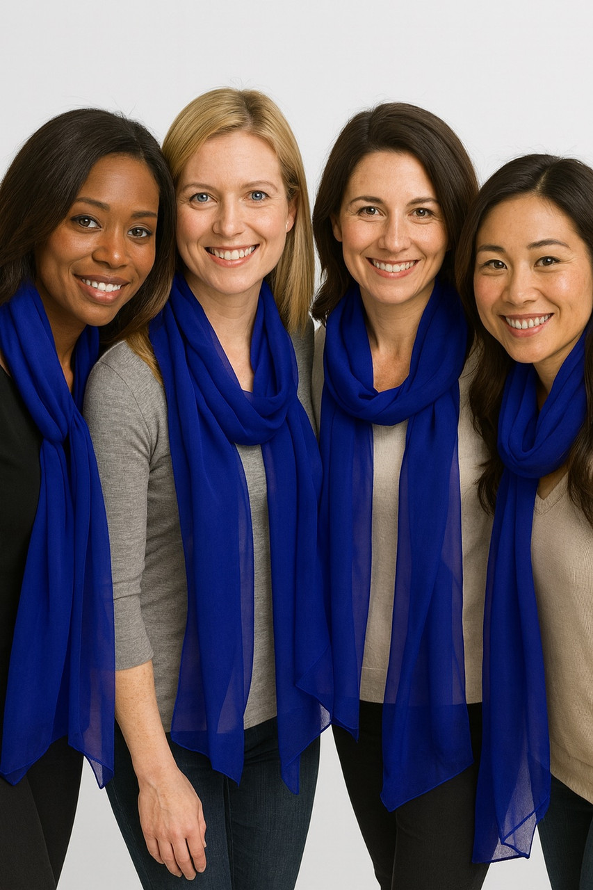 Royal Blue Long Sheer Chiffon Scarf 21