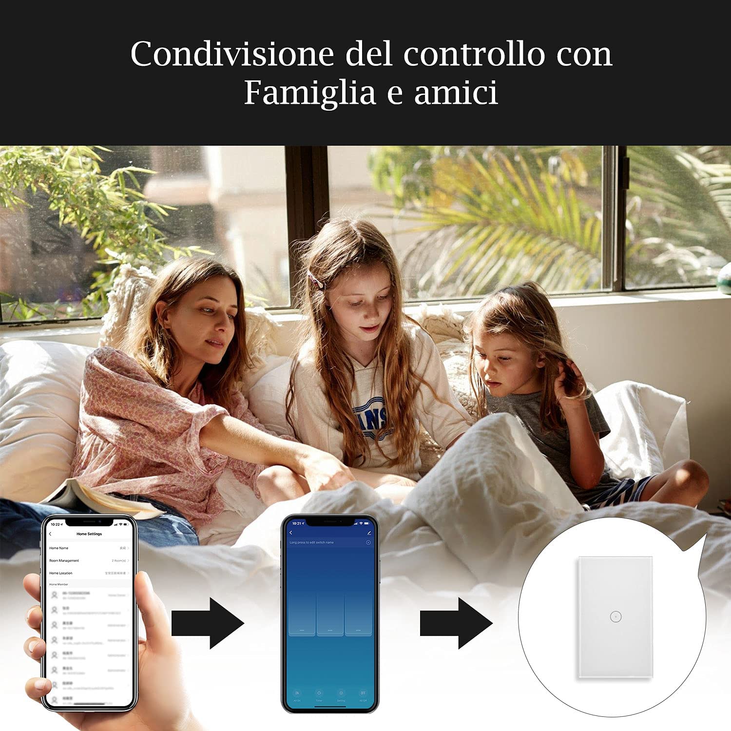 Jinvoo Smart 3-Gang Wall Light Switch, Touch Panel, Alexa & Google Home Compatible, No Hub Needed, 2-Pack, Black