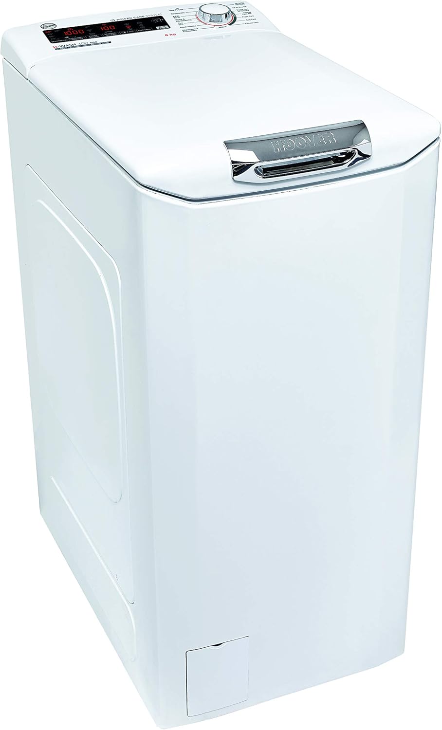 Hoover H-WASH 300 H3TFMQ48TAMCE-84 Waschmaschine Toplader / 8 kg / 1400 U/Min/BPM Inverter Motor/Power Care System/All in One Programm/Slow Motion Öffnungsmechanismus/deutsche Bedienblende