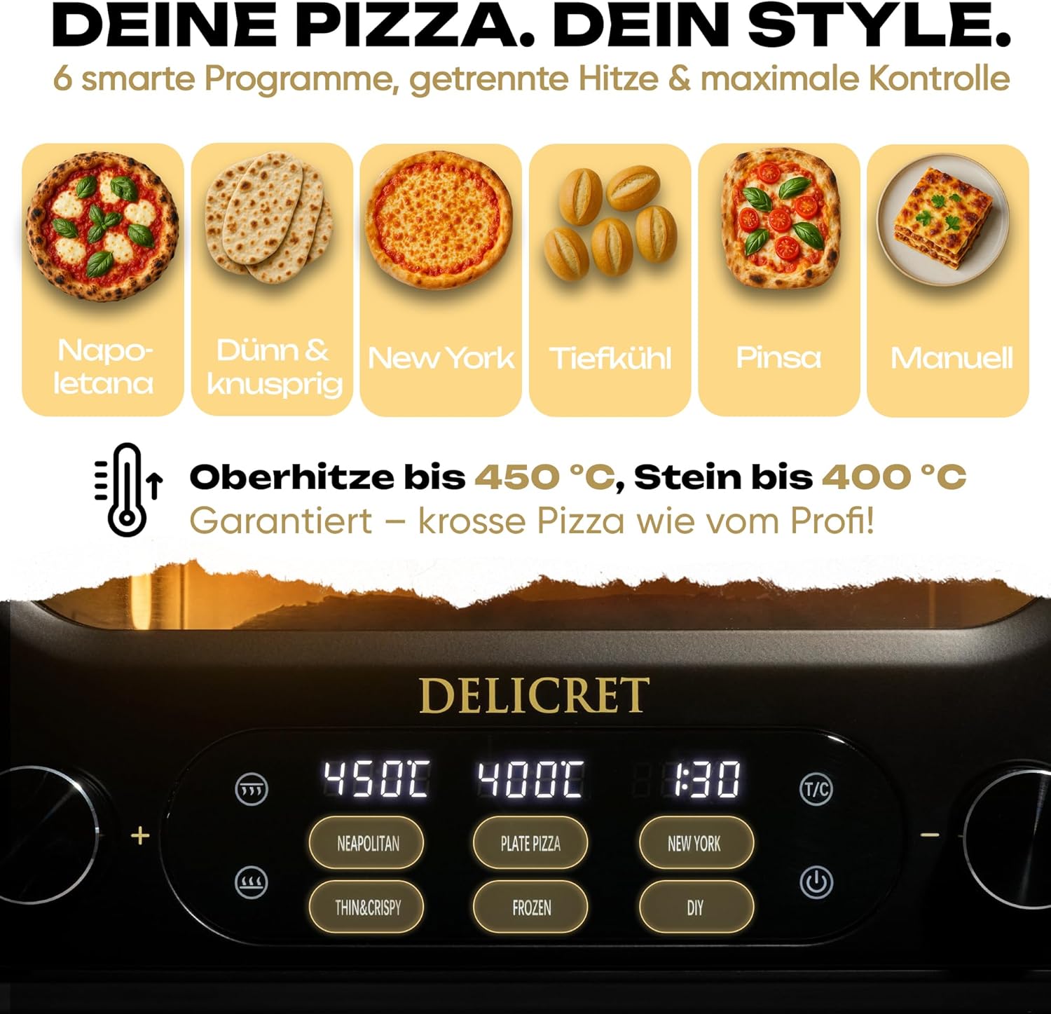 DELICRET elektrischer Pizzaofen 12