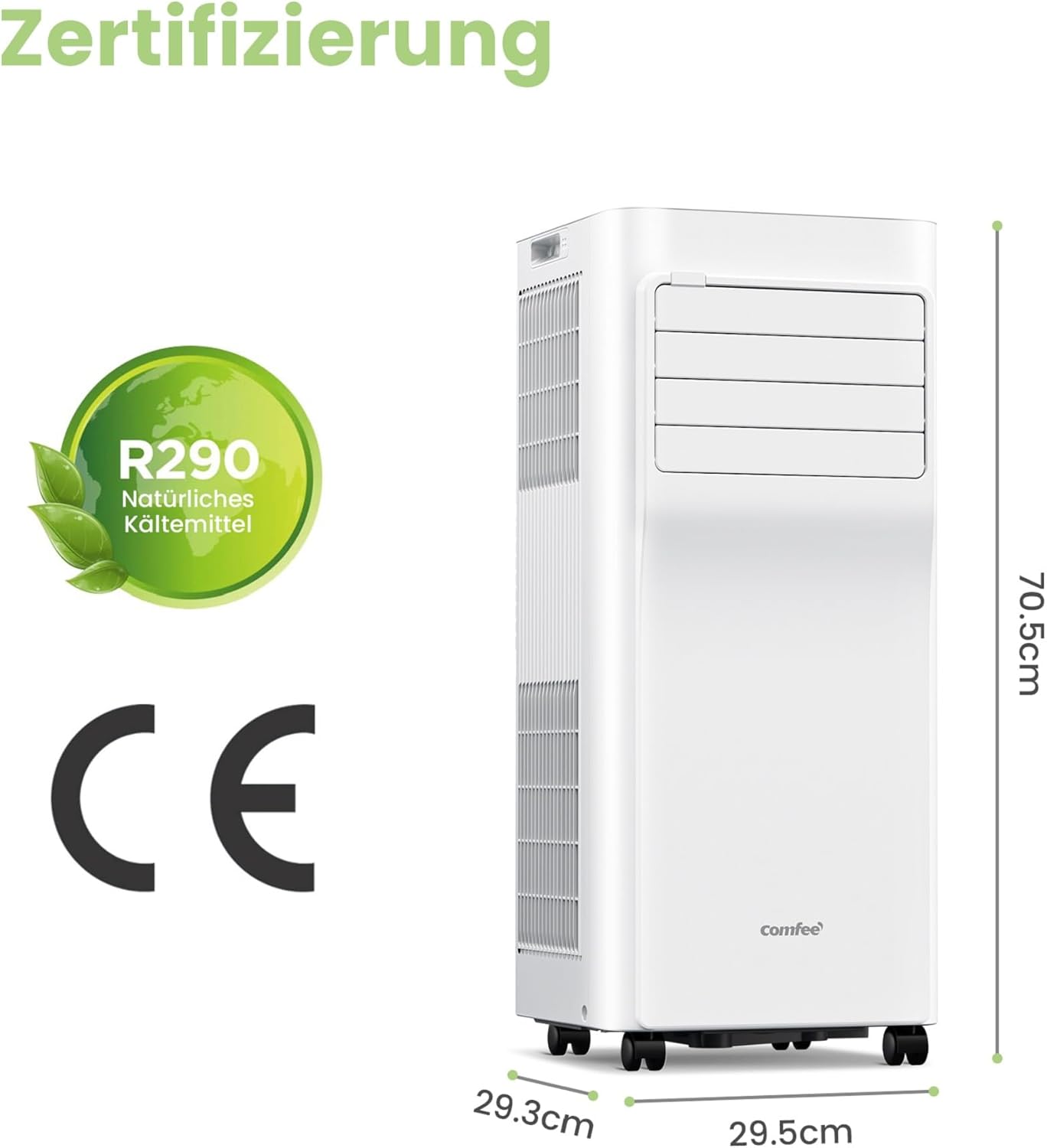 Comfee Mobiles Klimagerät Breezy Cool Pro 2.0,7000 BTU 2,0kW, Kühlen&Ventilieren&Entfeuchten,APP-Steuerung,Raumgröße bis 68m³(25㎡)，Mobile Klimaanlage mit Abluftschlauch,