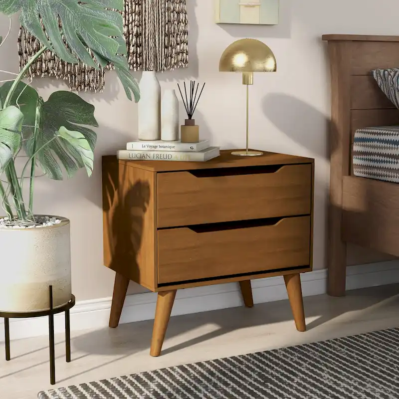 Carson Carrington Bodo Mid-Century Modern 2-Drawer Wooden Nightstand