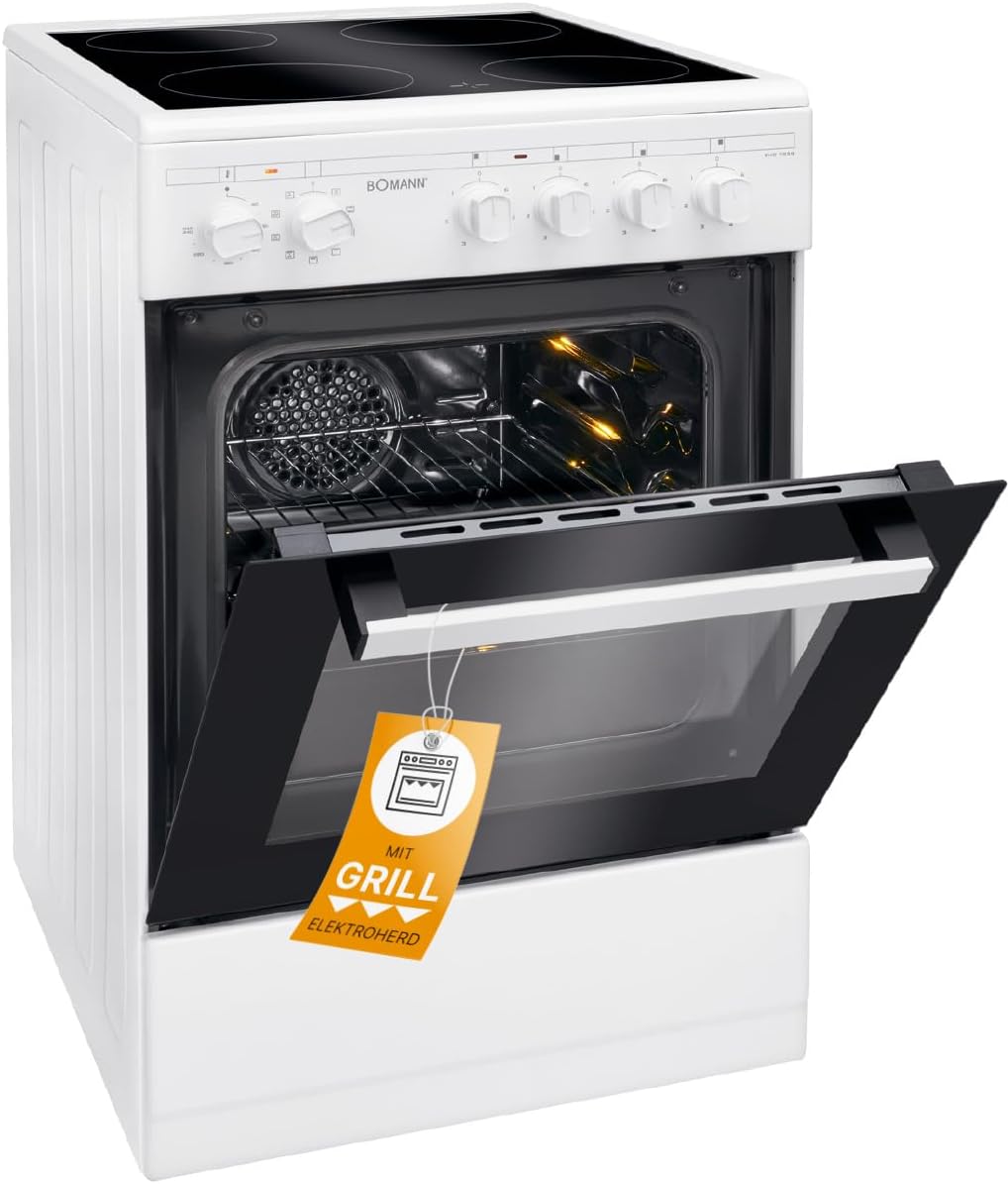 Bomann® Backofen 50cm mit Herd | Elektroherd freistehend 50 cm mit 4 Kochplatten | Standherd mit Ofen 43L | Ober-/Unterhitze | 40°C-240°C | inkl. Blech & Grillrost | Elektroherd mit Kochfeld EHC 7939