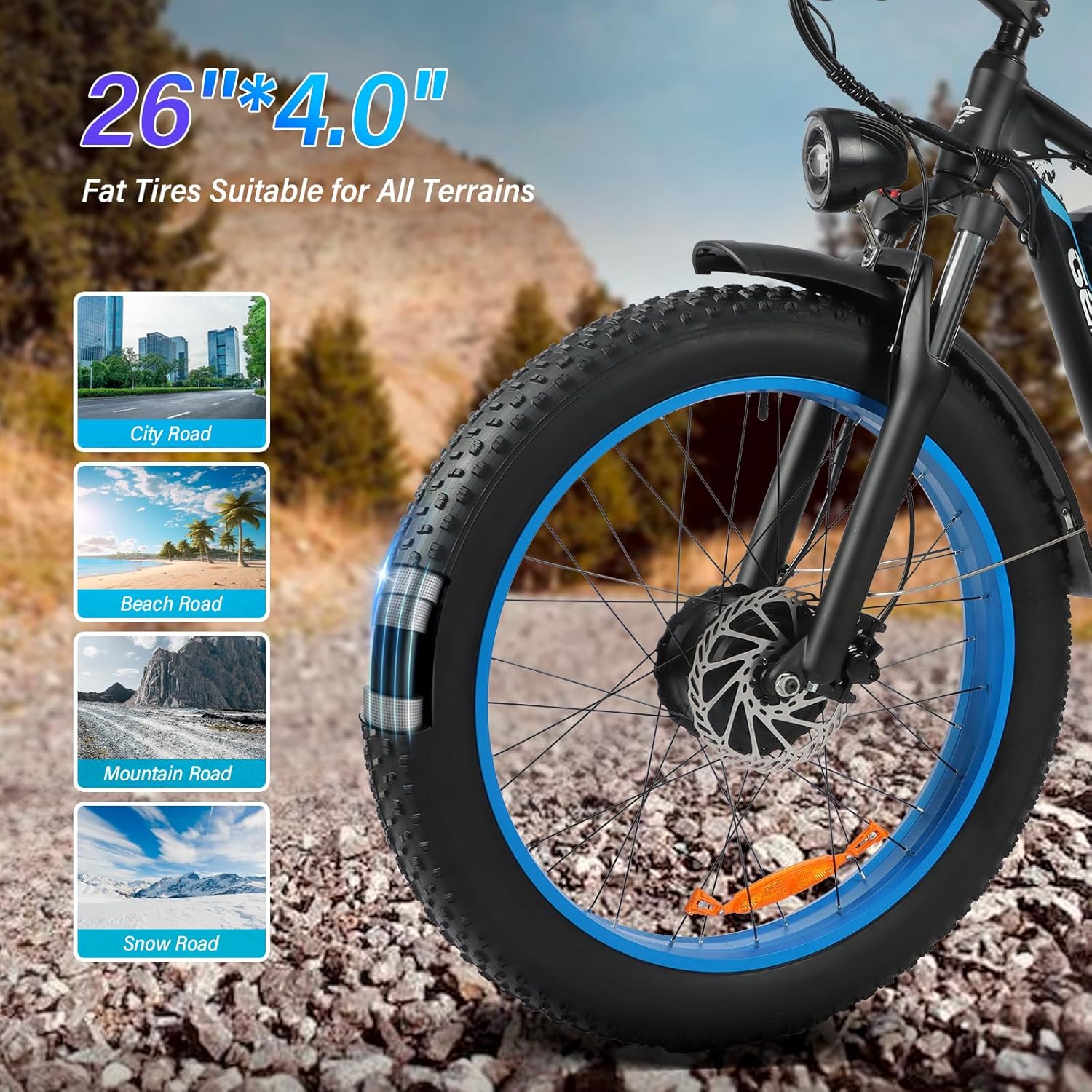 GERPSI Peak 5000W Dual Motor Ebike,Full Suspension E Bike Hydraulic Disc Brake,48V 25AH Battery Electric Bike for Adults,38MPH 85Miles Electric Bicycle for Adults,26''Fat Tire for All Terrain E-Bike