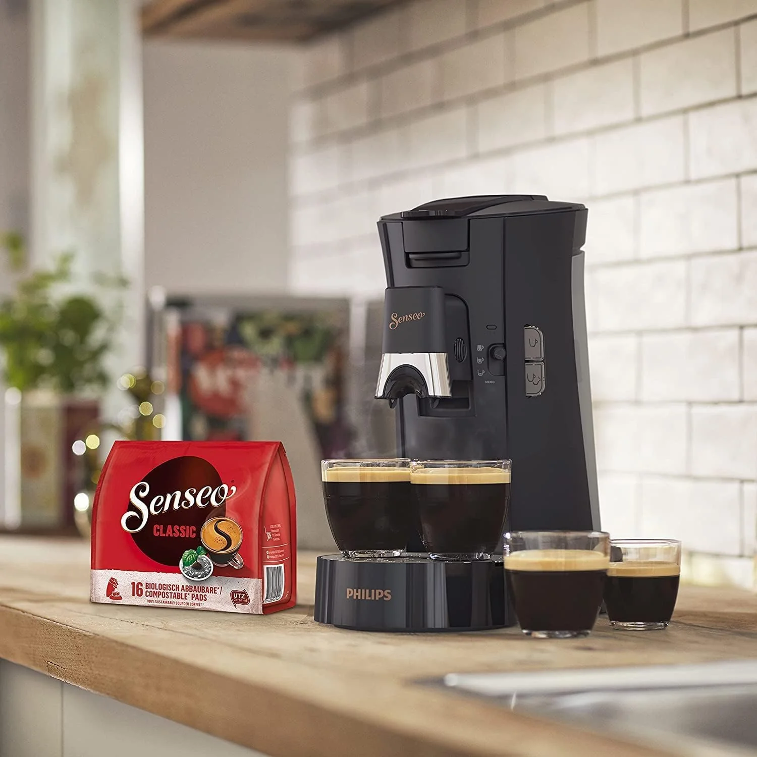 Philips Senseo Select CSA240/20 Koffiepadapparaat (koffiesterktekeuze Plus, memo-functie, van gerecycled plastic), Zwart Eco