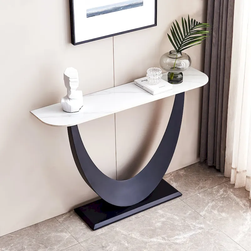 Contemporary Console Table with Elegant Design, Metal Frame, and Adjustable Foot Pads for Entryway