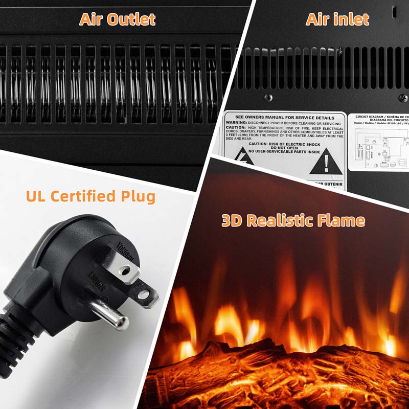 Eletriclife 18 Inches Electric Fireplace Heater