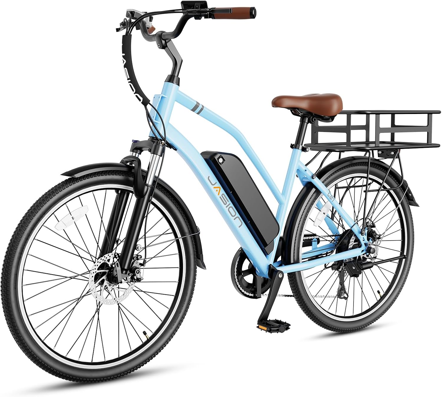 Jasion CB1 Electric Bike for Adults, 1000W Motor Peak Ebike, 450Wh Removeable Battery, 26'' City Cruiser Bicycle, 22 MPH Commuter Women Ebike, 7-Speed Gear