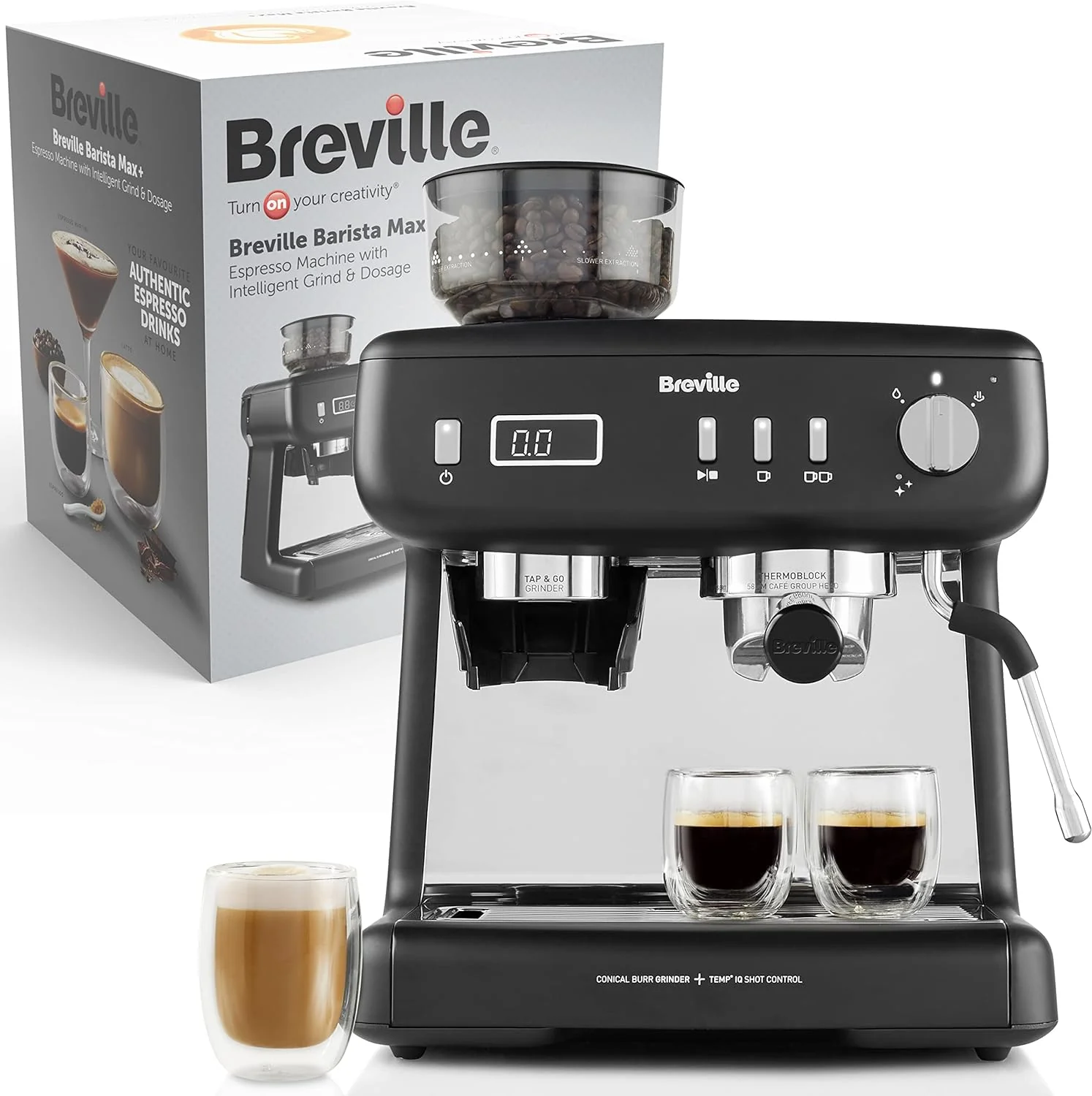 Breville Barista Max Espressomachine | Espressomachine/Koffiemachine met ge?ntegreerde bonenmaler en melkopschuimer | 2,8L waterreservoir | Italiaanse pomp met 15 bar | Roestvrij staal [VCF126X]