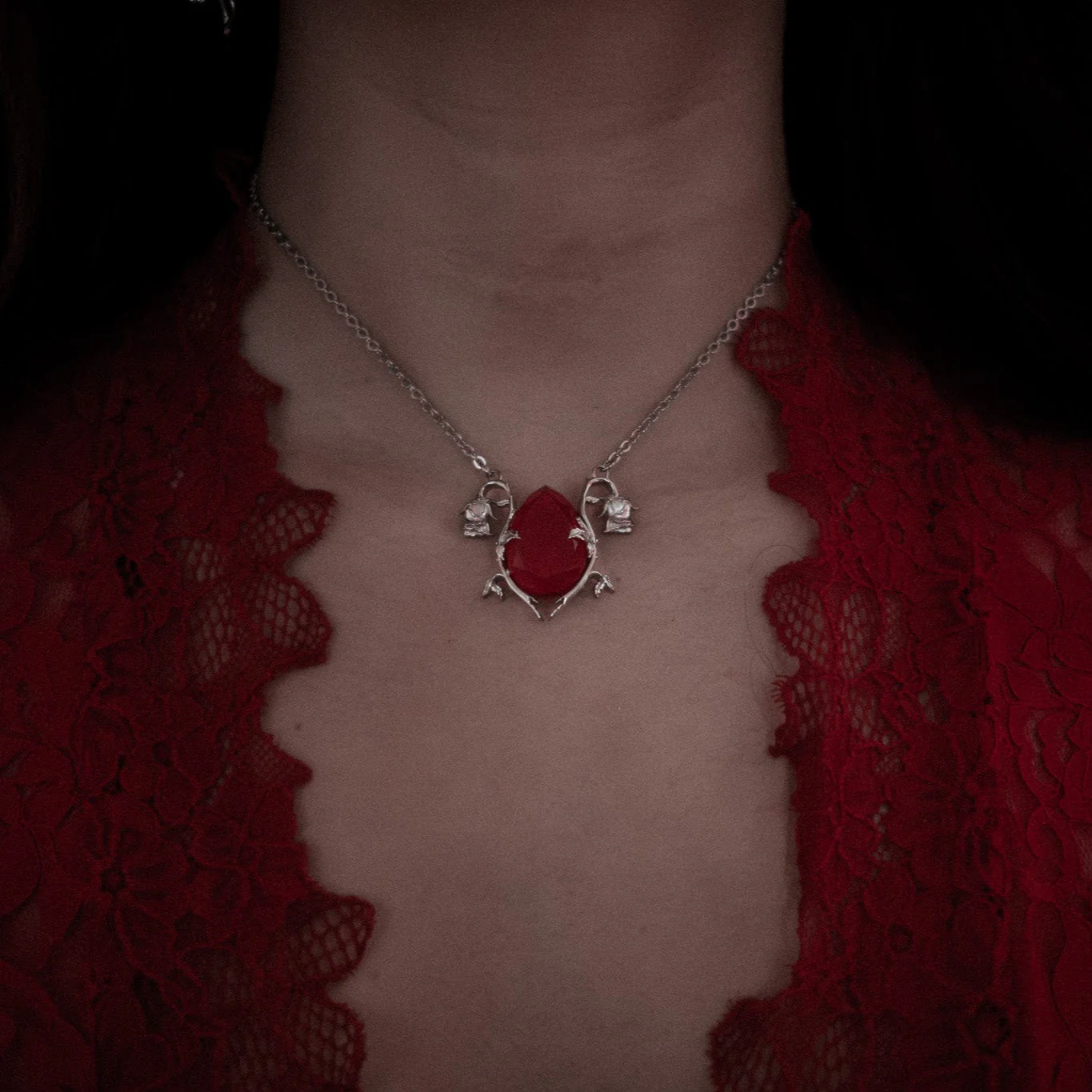 Cursed Bloom Rose Gemstone Necklace