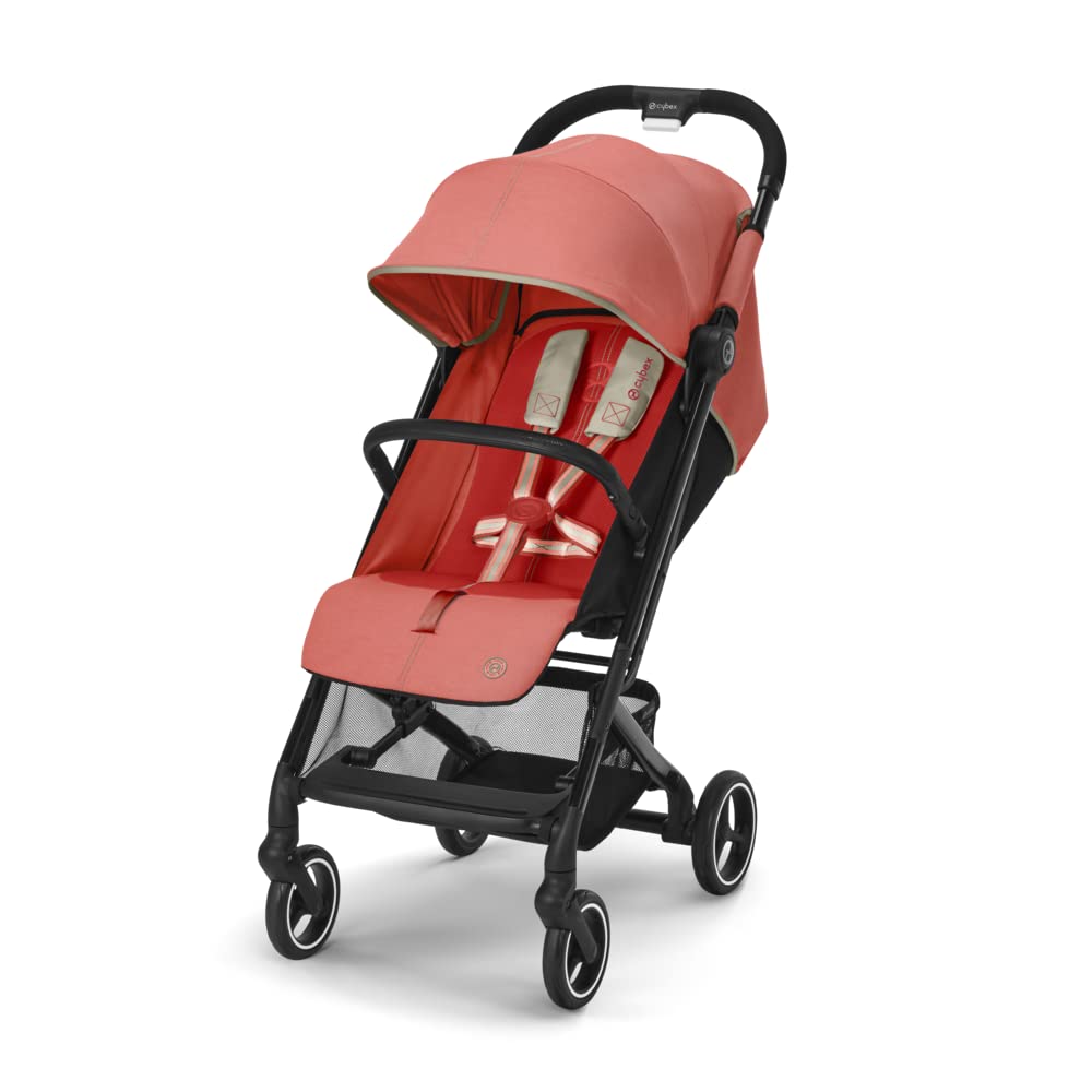 Cybex Gold Kinderwagen Beezy mit One-Pull Harness, Ab Geburt bis ca. 4 Jahre (max. 22 kg), Kompakt und ergonomisch, Almond Beige (Beige mit schwarzem Rahmen)