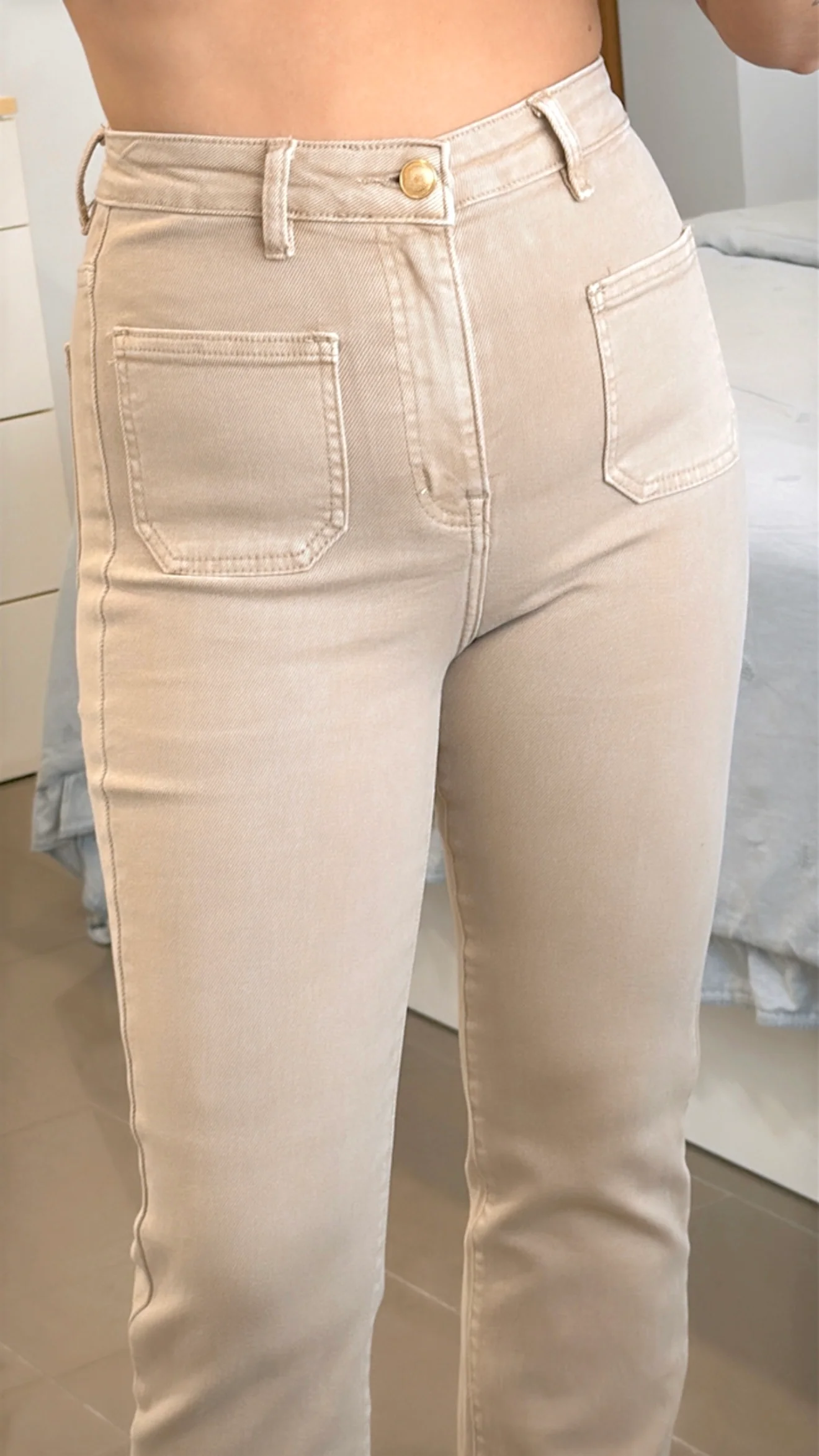 PANTAL��N FOLYROSE BEIGE